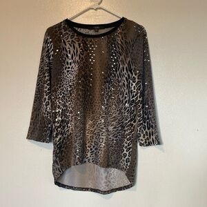 Toni Morgan mixed animal print rare 3/4 sleeve uber soft shirt small